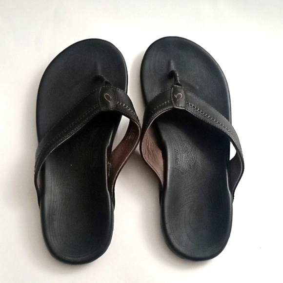 Olukai mens flip flops real leather size 12 - Picture 1 of 3
